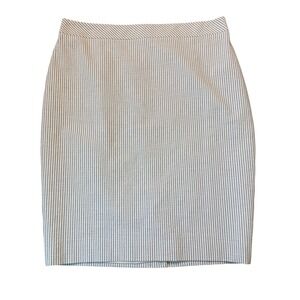 NEW Ann Taylor Striped Pencil Skirt Blue White Cotton Blend Career Nautical Sz 8